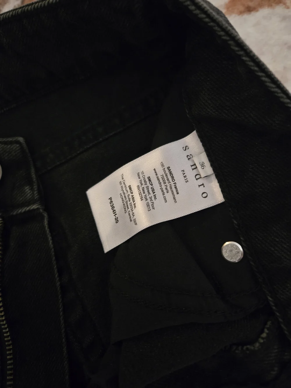 Sandro Paris Black Denim Jeans with Branded Button And  sequins Size36 - Picture 6 of 8